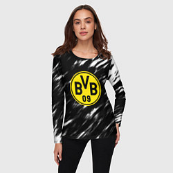 Лонгслив женский Borussia штрихи красок текстура, цвет: 3D-принт — фото 2