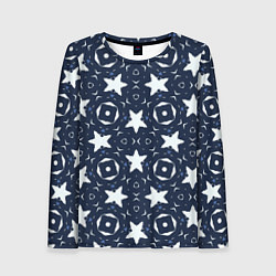 Лонгслив женский Звезды, квадраты, сердечки, цвет: 3D-принт
