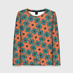 Лонгслив женский Оранжевые звезды, цвет: 3D-принт