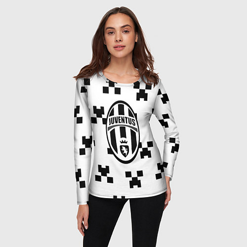Женский лонгслив Juventus x minecraft pattern / 3D-принт – фото 3