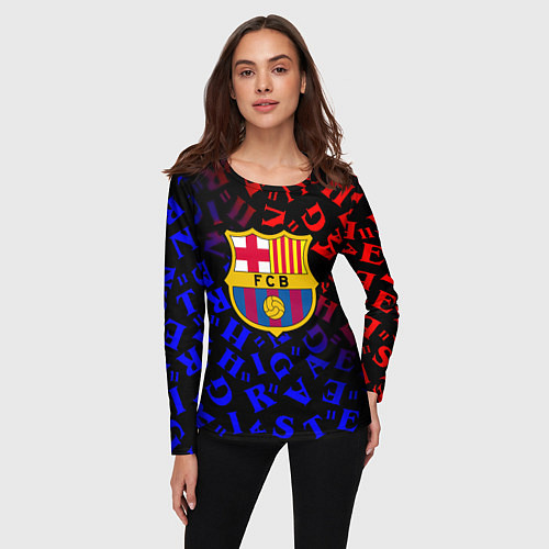 Женский лонгслив Barcelona градиент символы / 3D-принт – фото 3