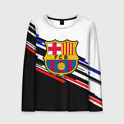 Лонгслив женский Barcelona полосы текстура спорт, цвет: 3D-принт