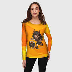 Лонгслив женский Девочка дьявол бежит за роллом, цвет: 3D-принт — фото 2