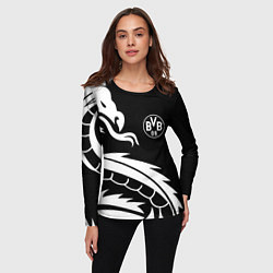 Лонгслив женский Borussia дракон белый, цвет: 3D-принт — фото 2