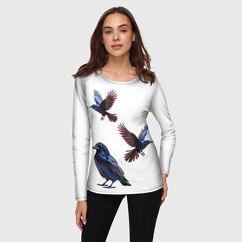 Женский лонгслив Вороны / 3D-принт – фото 3