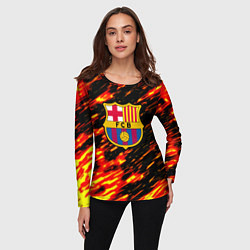 Лонгслив женский Barcelona штрихи огненные, цвет: 3D-принт — фото 2