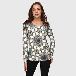 Лонгслив женский Калейдоскоп из цветочных звезд, цвет: 3D-принт — фото 2