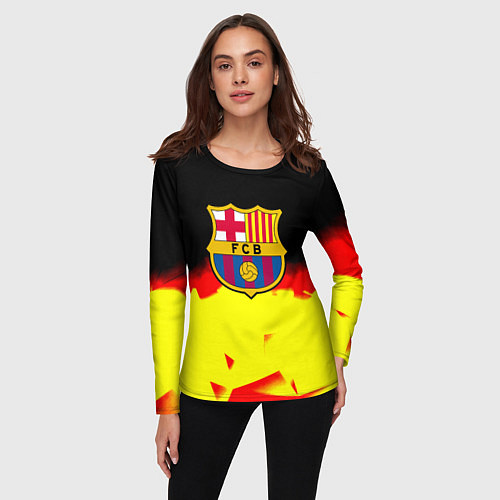 Женский лонгслив Borussia абстракция золото геометрия / 3D-принт – фото 3