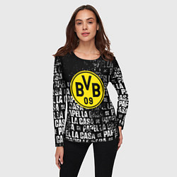 Лонгслив женский Borussia мафия текстура надписи, цвет: 3D-принт — фото 2