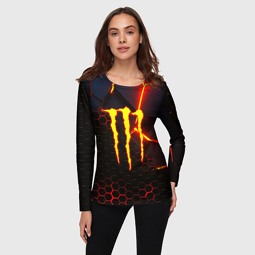Женский лонгслив Monster energy броня краски / 3D-принт – фото 3