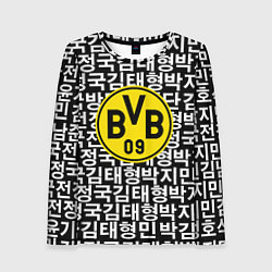 Лонгслив женский Borussia японские символы паттерн, цвет: 3D-принт