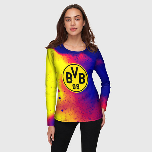 Женский лонгслив Borussia космические краски / 3D-принт – фото 3