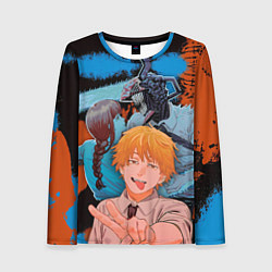 Лонгслив женский Дэндзи и Макима из Человек бензопила, цвет: 3D-принт