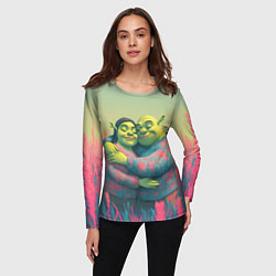 Лонгслив женский Принцесса Фиона и Шрек обнимаются, цвет: 3D-принт — фото 2