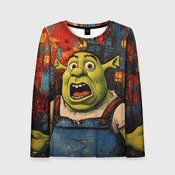 Лонгслив женский Удивленный Шрек, цвет: 3D-принт