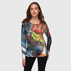 Лонгслив женский Панк Шрек облокотился на колено, цвет: 3D-принт — фото 2