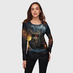 Лонгслив женский The purrminator кот терминатор, цвет: 3D-принт — фото 2