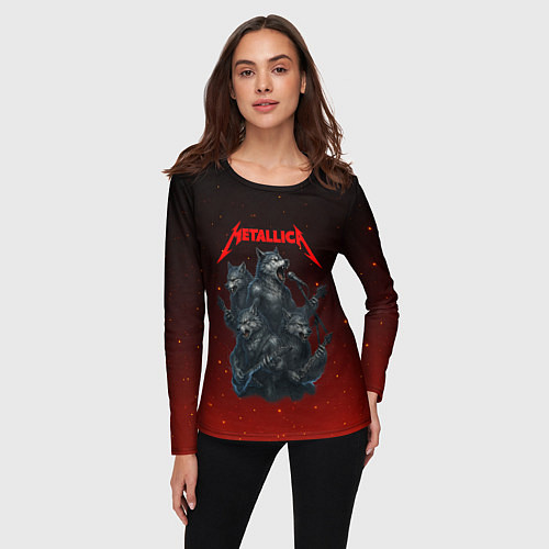 Женский лонгслив Metallica в виде волков / 3D-принт – фото 3