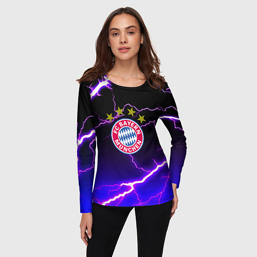 Женский лонгслив Bayern Mnchen молнии шторм / 3D-принт – фото 3