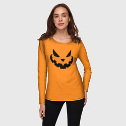 Лонгслив женский Тыква рожица на Хэллоуин, цвет: 3D-принт — фото 2