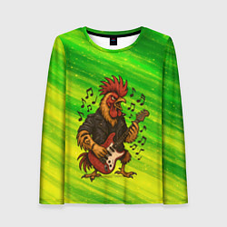 Лонгслив женский Петух гитарист, цвет: 3D-принт