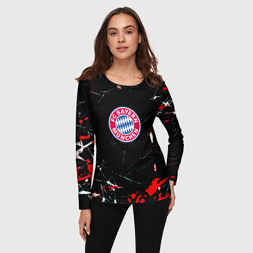 Женский лонгслив Бавария Мюнхен штрихи красок / 3D-принт – фото 3