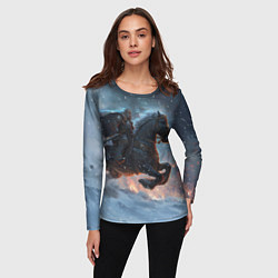 Лонгслив женский Всадник на лошади в снежную бурю, цвет: 3D-принт — фото 2