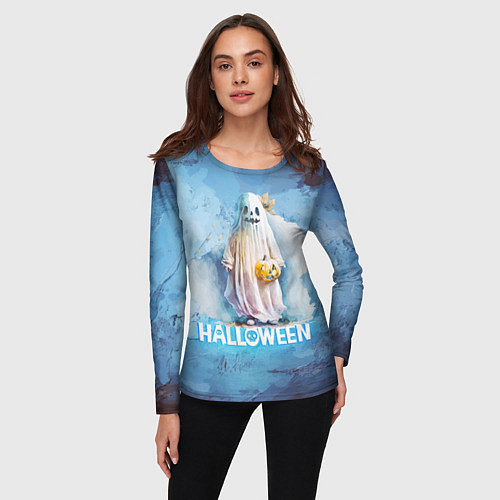 Женский лонгслив Приведение на halloween / 3D-принт – фото 3