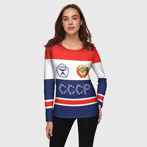 Женский лонгслив Символика и знаки СССР / 3D-принт – фото 3
