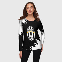 Лонгслив женский Juventus белый огонь текстура, цвет: 3D-принт — фото 2