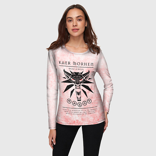 Женский лонгслив Школа Каэр Морхен на белом фоне / 3D-принт – фото 3