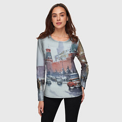 Лонгслив женский Старинная Москва - новый год, цвет: 3D-принт — фото 2
