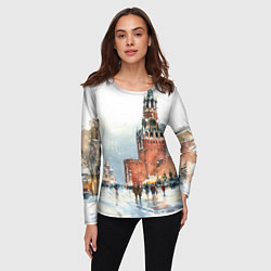 Лонгслив женский Новогодний Кремль, цвет: 3D-принт — фото 2