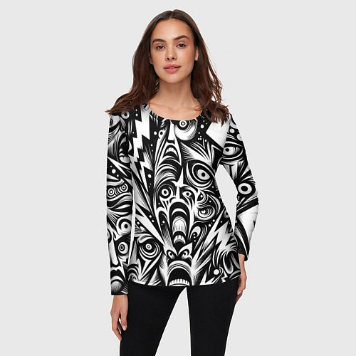 Женский лонгслив Lightnings and faces - ai art fantasy / 3D-принт – фото 3