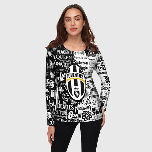 Женский лонгслив Juventus рок музыка / 3D-принт – фото 3