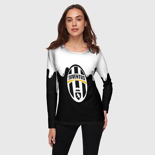 Женский лонгслив Juventus капли красок / 3D-принт – фото 3