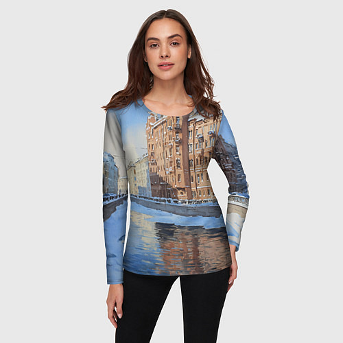 Женский лонгслив Зимний Санкт-Петербург / 3D-принт – фото 3