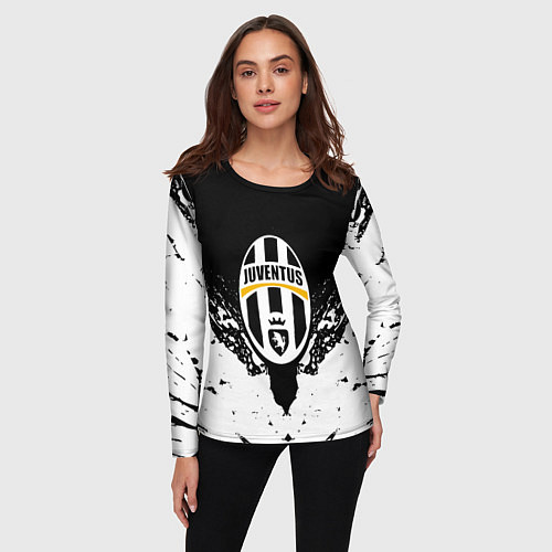 Женский лонгслив Ювентус краски всплеск текстура / 3D-принт – фото 3