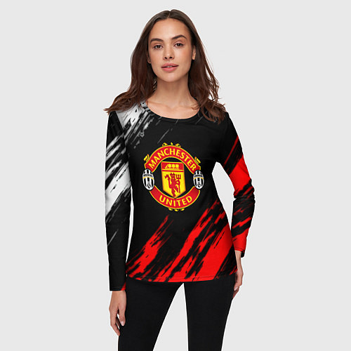 Женский лонгслив Манчестер Юнайтед x Ювентус краски / 3D-принт – фото 3