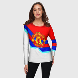 Лонгслив женский Манчестер Юнайтед полосы геометрия, цвет: 3D-принт — фото 2