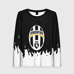 Лонгслив женский Ювентус белый огонь текстура, цвет: 3D-принт