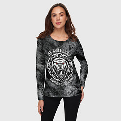 Лонгслив женский Не буди лихо пока оно тихо - медведь русич, цвет: 3D-принт — фото 2