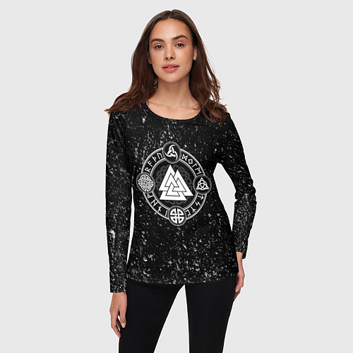 Женский лонгслив Валькнут и символы в круге / 3D-принт – фото 3