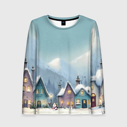 Лонгслив женский Новогодние дома, цвет: 3D-принт