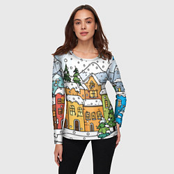 Лонгслив женский Новогодний снегопад, цвет: 3D-принт — фото 2