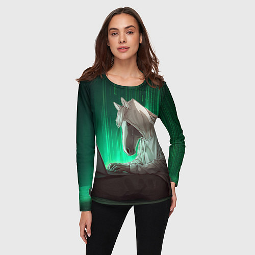 Женский лонгслив Хакер лошадь / 3D-принт – фото 3