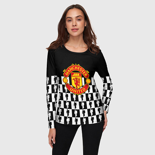 Женский лонгслив Манчестер Юнайтед люди паттерн / 3D-принт – фото 3