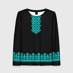 Лонгслив женский Рубаха вышиванка славянская, цвет: 3D-принт