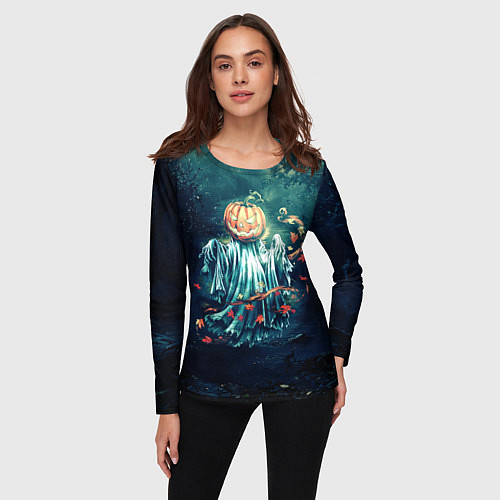 Женский лонгслив Тыква призрак / 3D-принт – фото 3