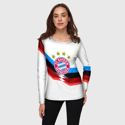 Женский лонгслив Бавария Мюнхен геометрия спорт / 3D-принт – фото 3
